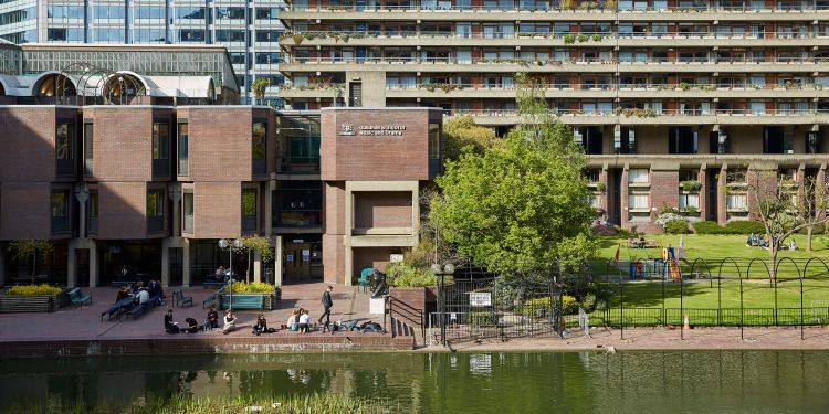 Guildhall lakeside terrace from across the highwalk