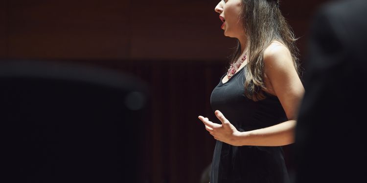 singer performing in songs at six concert