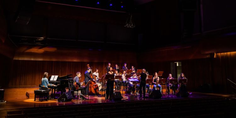 Big band set up with male conductor