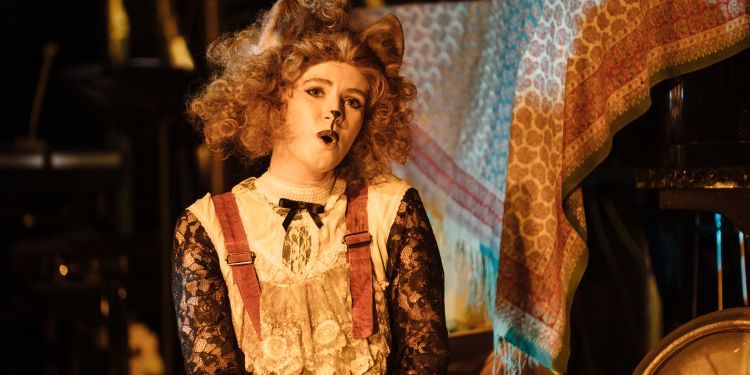 Guildhall singer in cat costume performing in Opera Scenes