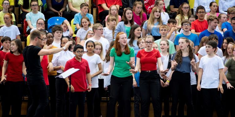 A group of students singing