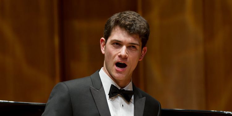 Male vocal studies student singing