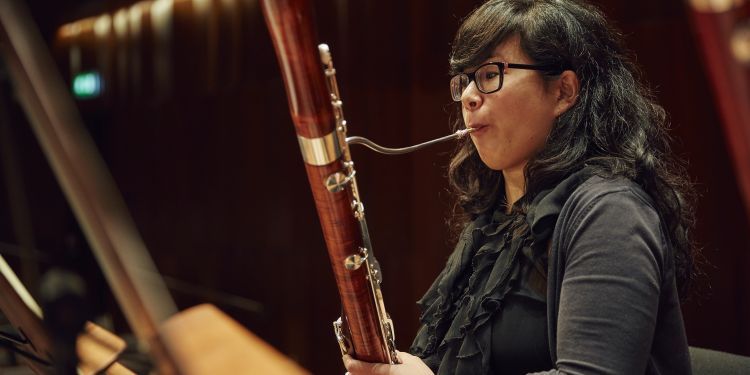 Girl playing the bassoon