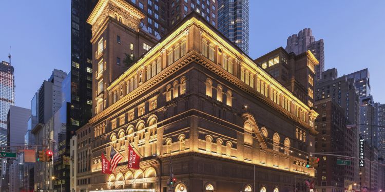 Carnegie Hall lit up at night