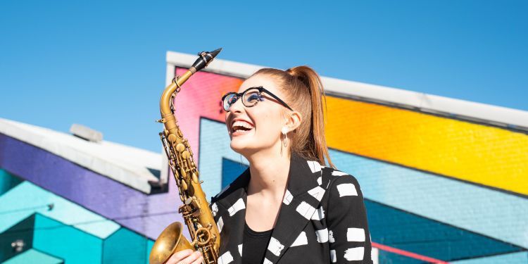 Jess Gillam photographed by Robin Clewley