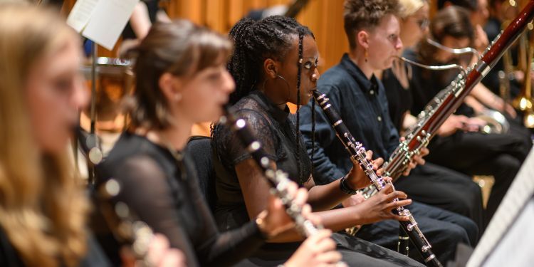 Woodwind section of LSSO performing in Barbican Hall