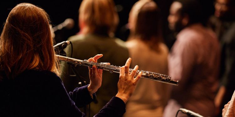 Student playing flute