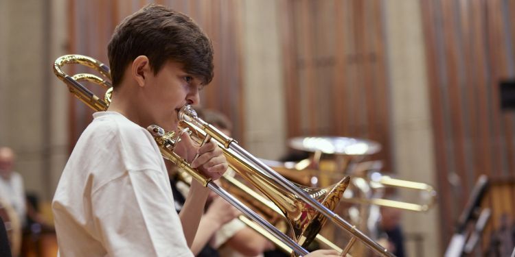 Junior Guildhall Student playing trombone