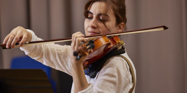 Student playing violin
