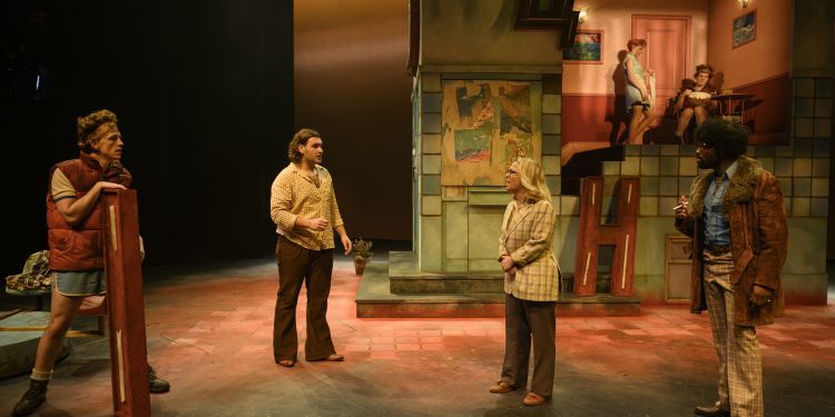 Students on stage performing A Comedy of Errors