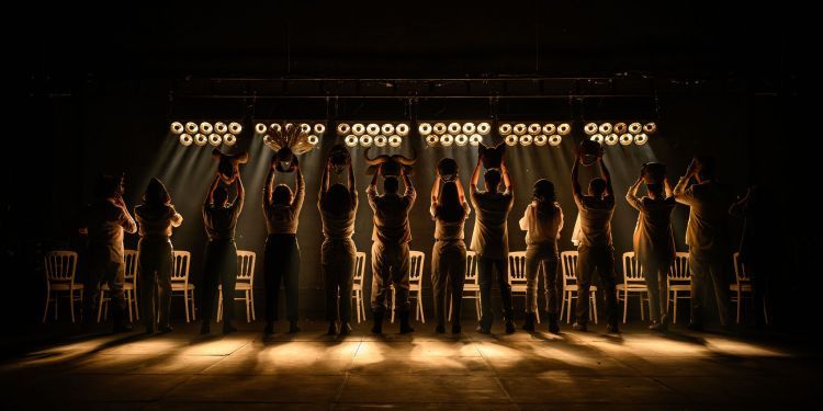 The full cast in the production Much Ado About Nothing