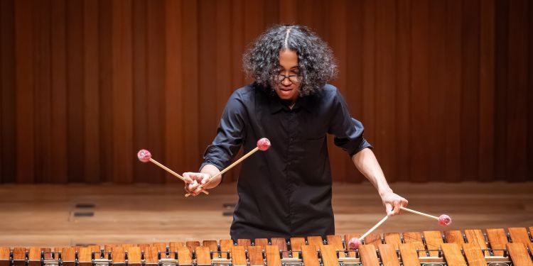 Yuma Angius-Thomas playing marimba