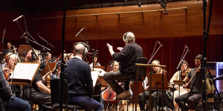 Session orchestra performing on stage