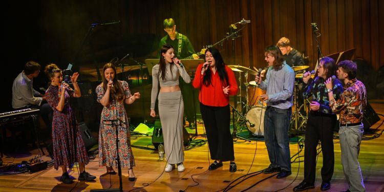 Guildhall jazz students on stage performing