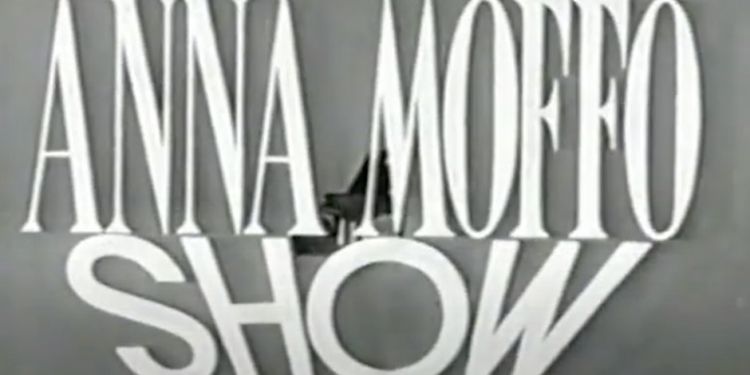 Black and white image with white text spelling 'ANNA MOFFO SHOW'