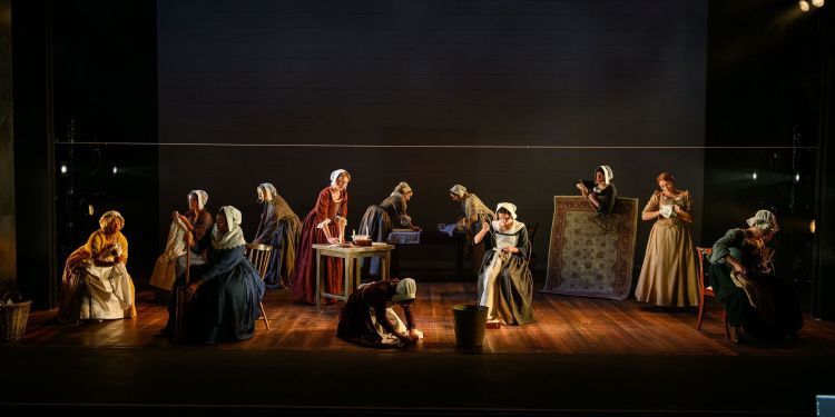 Cast of the Welkin on Stage, performing various duties