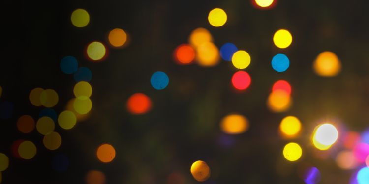 Flickering lights in multicolours out of focus