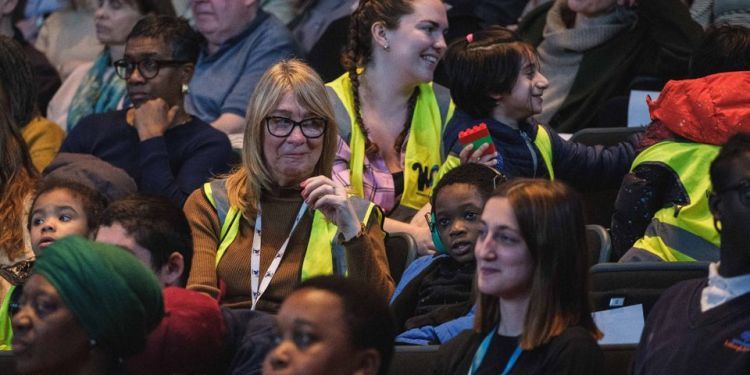 A group of people sat in seats at Jerwood Hall watching the LSO relaxed concert