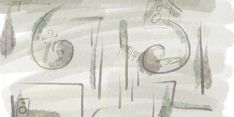 Water colour illustrations of music notes