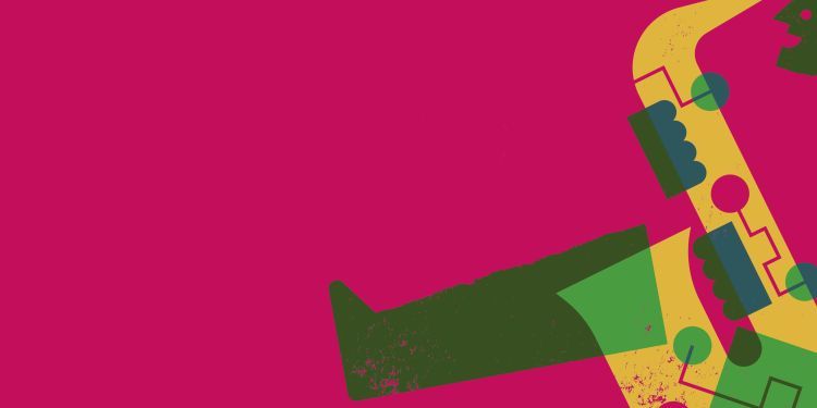 Illustration of man playing the saxophone