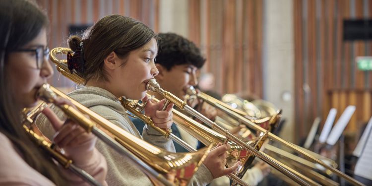 Junior Guildhall students performing on stage