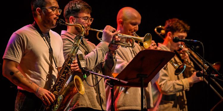 Jazz musicians performing on various instruments 