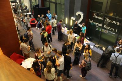 students gathering in Milton Courst