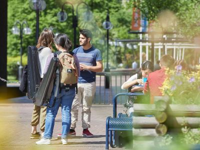 images of students walking down street