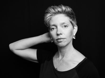 black and white image of woman