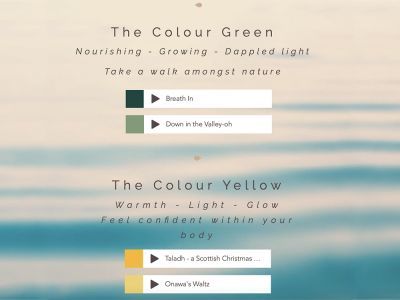 Text and music player on a calm sea background