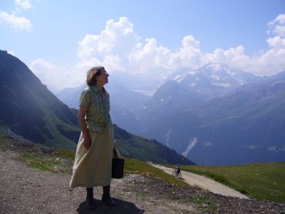 A woman on a mountain