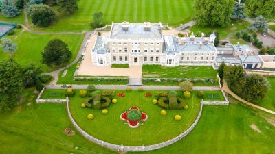 Aerial view of buildings and grounds at Freemen's School 