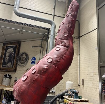 Inflatable Kraken tentacle made by DR student Daisy