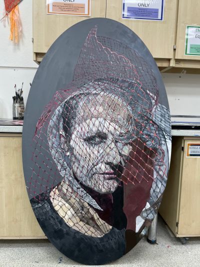 Oval portrait – 1.5mx0.9m Painted in oils on MDF