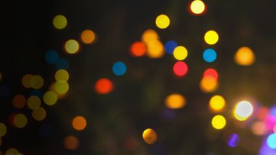 Flickering lights in multicolours out of focus